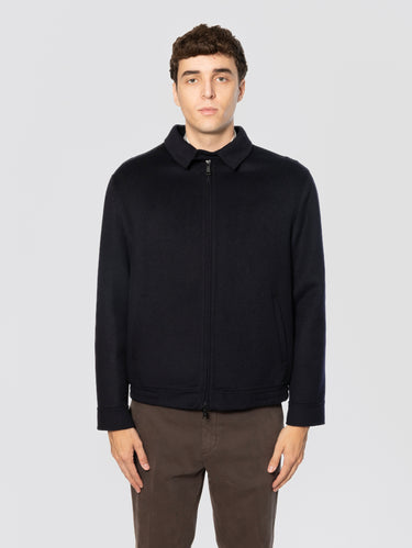 PALTò-Bomber in Lana con Collo Camicia Blu-TRYME Shop