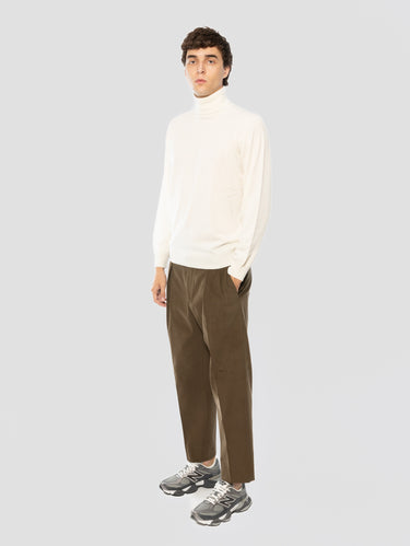 Pantaloni in Drill di Cotone con Pinces Testa di Moro