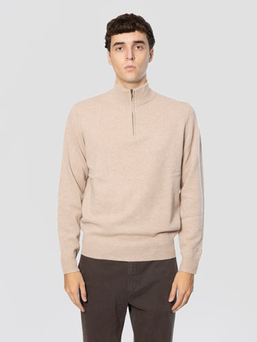 MC2 SAINT BARTH-Maglione Mezza Zip in Lana Beige-TRYME Shop