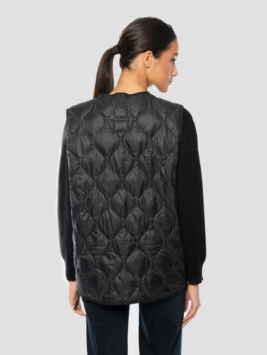 Gilet léger matelassé à motifs ondulés noir