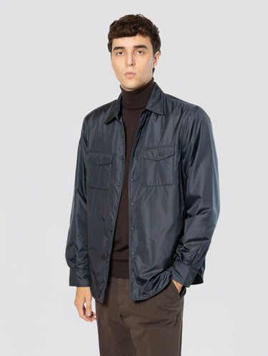 ASPESI-Overshirt in Nylon con Imbottitura Blu-TRYME Shop