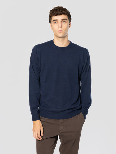 FILIPPO DE LAURENTIIS-Maglia Girocollo in Sottile Lana e Cashmere Oltremare-TRYME Shop