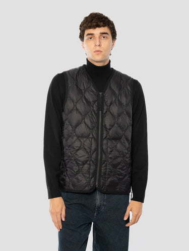 TAION-Gilet Leggero con Trapuntatura a Onde Nero-TRYME Shop