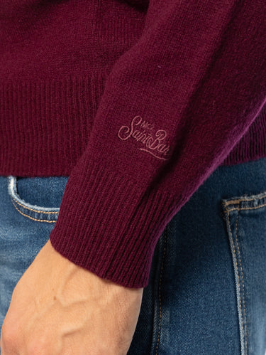 Maglione Girocollo in Lana Bordeaux