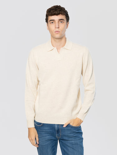 MC2 SAINT BARTH-Maglione Modello Polo in Lana Merinos Sabbia-TRYME Shop