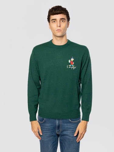 MC2 SAINT BARTH-Maglione in Misto Cashmere con Ricamo E io pago Verde-TRYME Shop