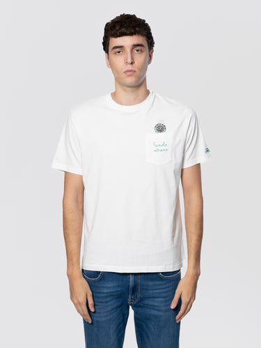 MC2 SAINT BARTH-T-shirt con Taschino e Ricamo Famolo Strano Orologio Bianca-TRYME Shop