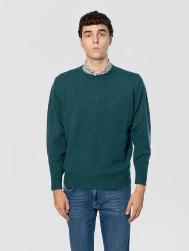 FILIPPO DE LAURENTIIS-Girocollo in Lana in Misto Cashmere Verde-TRYME Shop