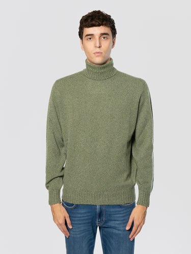FILIPPO DE LAURENTIIS-Dolcevita in Misto Cashmere Melange Peso Medio Verde-TRYME Shop