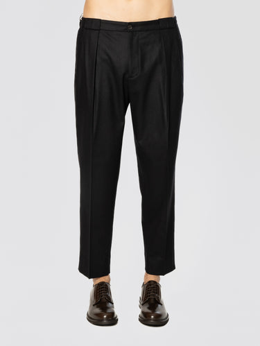 BRIGLIA 1949-Pantaloni in Flanella con Pinces Nero-TRYME Shop