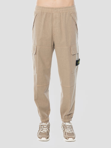 STONE ISLAND-Pantaloni Cargo Jogger in Flanella Biscotto-TRYME Shop