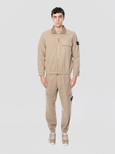 Overshirt in Flanella di Lana Stretch Biscotto
