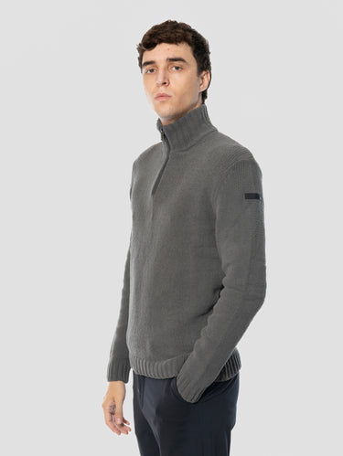Maglione Mezza Zip Stretch Grigio