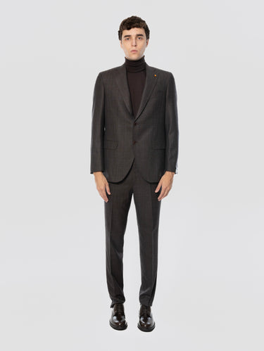LATORRE-Completo in Lana e Cashmere Finestrato Marrone-TRYME Shop