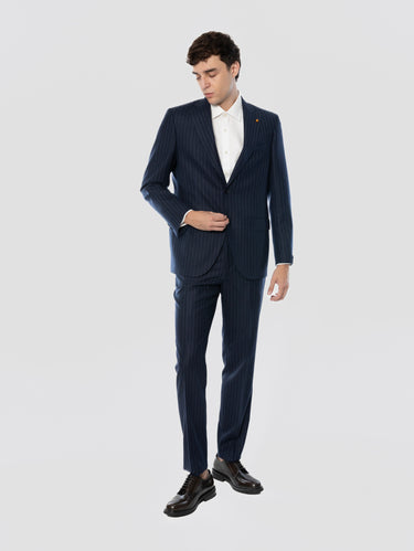 LATORRE-Completo in Lana e Cashmere Gessato Blu-TRYME Shop