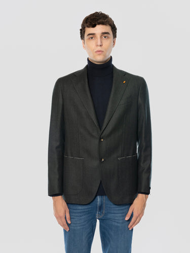 LATORRE-Giacca Spinata in Lana Vergine Verde-TRYME Shop