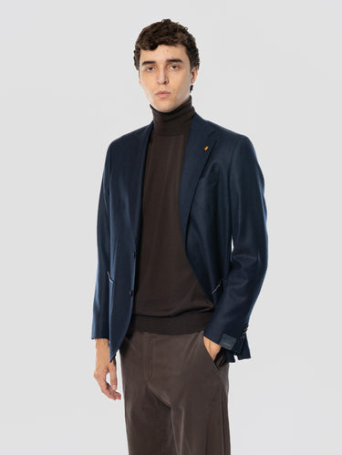 Giacca Spinata in Lana Vergine Blu