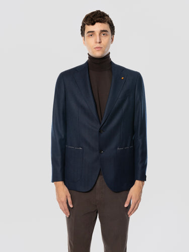 LATORRE-Giacca Spinata in Lana Vergine Blu-TRYME Shop