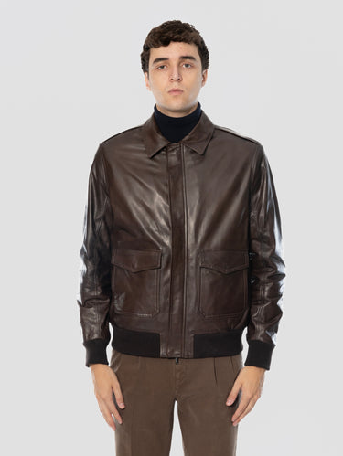 Bomber in Pelle con Imbottitura David Testa di Moro