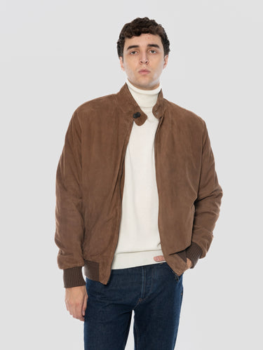 VOLFAGLI-Bomber in Scamociato con Imbottitura Buccio Tortora-TRYME Shop