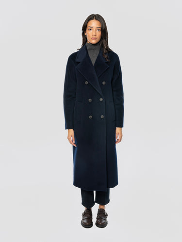 BRERAS MILANO-Cappotto Doppiopetto in Panno di Pura Lana di Blu-TRYME Shop
