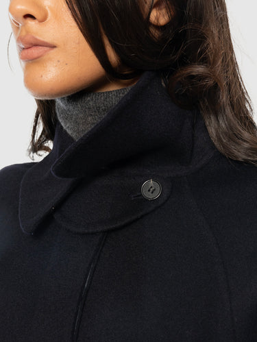 Cappotto Lungo in Lana con Cintura Blu Navy