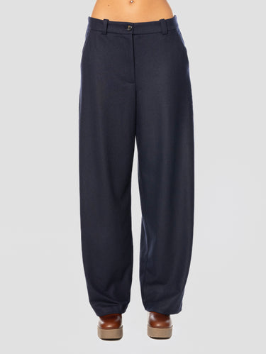 PINKO-Pantaloni Gamba Dritta In Jersey di Flanella Blu-TRYME Shop