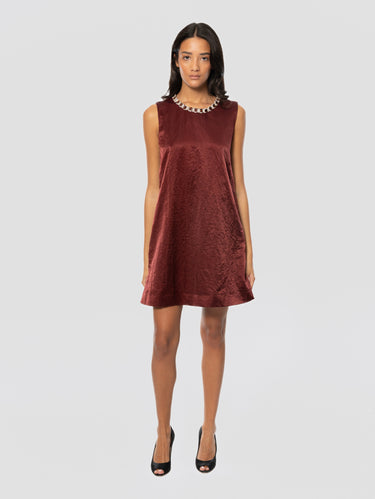 ESSENTIEL ANTWERP-Abito Mini Senza Manich con Strass Bordeaux-TRYME Shop