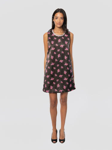 ESSENTIEL ANTWERP-Abito Mini Senza Manich con Strass Floreale-TRYME Shop