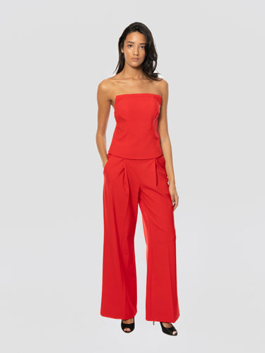 PINKO-Tuta Mono Pezzo con Bustino Rigido Rosso Puro-TRYME Shop