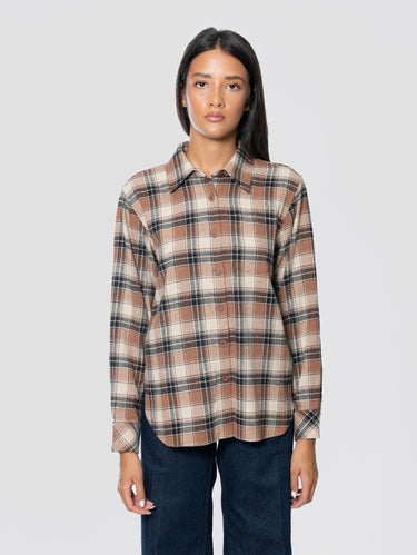 P.A.R.O.S.H.-Camicia a Quadri in Flanella con Strass Marrone-TRYME Shop
