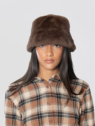 P.A.R.O.S.H.-Cappello Bucket in Ecopelliccia Marrone-TRYME Shop