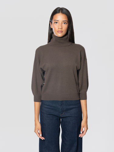 MAX MARA MM-Maglia Collo Alto Cropped Testa di Moro-TRYME Shop