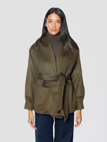 BRERAS MILANO-Giaccone Corto con Collo Sciallato in Lana Verde-TRYME Shop