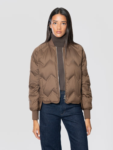 ERMANNO FIRENZE-Bomber in Nylon con Piuma D'oca Cacao-TRYME Shop