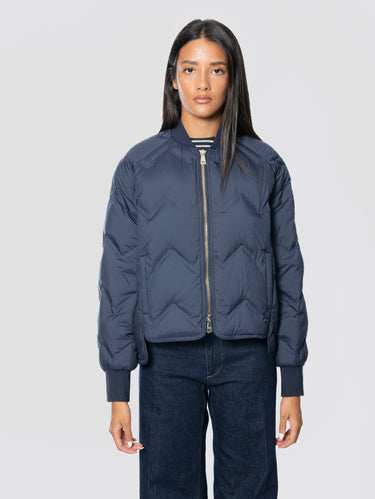 ERMANNO FIRENZE-Bomber in Nylon con Piuma D'oca Blu Profondo-TRYME Shop