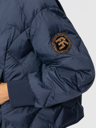 Bomber in Nylon con Piuma D'oca Blu Profondo