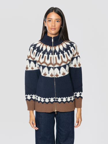ERMANNO FIRENZE-Cardigan Jaquard Stile Norvegese Multicolor-TRYME Shop