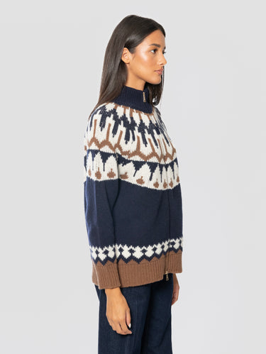 Cardigan Jaquard Stile Norvegese Multicolor