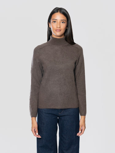 MAX MARA MM-Maglione Dolcevita in Cashmere Spazzolato Testa di Moro-TRYME Shop