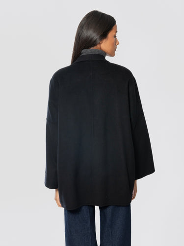 Cappotto Media lunghezza in Panno di Lana Nero