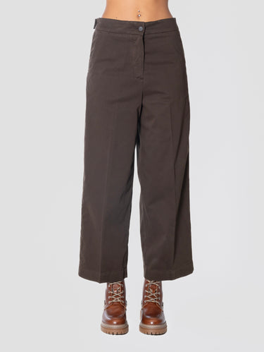MAX MARA MM-Pantaloni in Raso di Cotone Stretch Testa di Moro-TRYME Shop