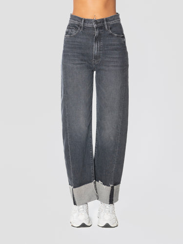 MOTHER-Jeans Vita Alta con Gamba Ampia alla Caviglia Grigio-TRYME Shop