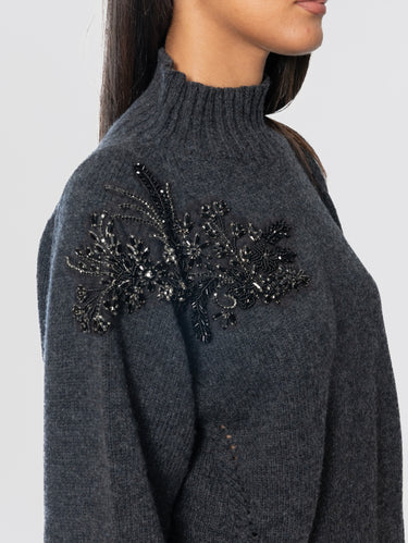 Maglione Collo Alto con Pietre Antracite
