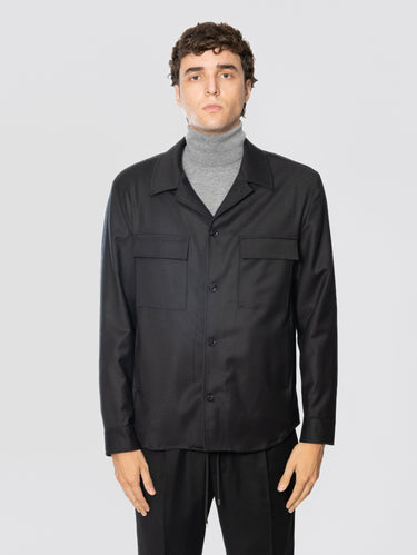 BRIGLIA 1949-Overshirt in flanella di lana John Nero-TRYME Shop