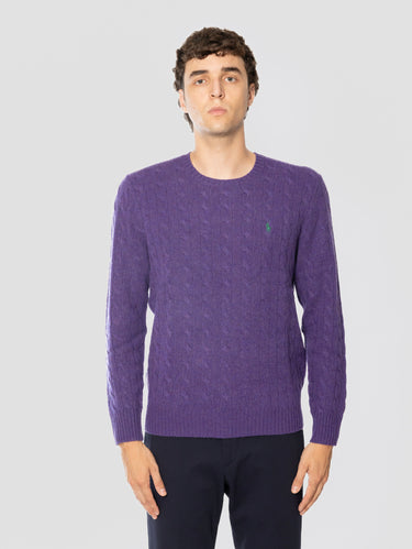 RALPH LAUREN-Maglia Girocollo in Misto Cashmere Viola-TRYME Shop