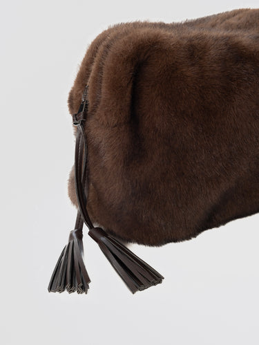 Pochette in Ecopelliccia Marrone