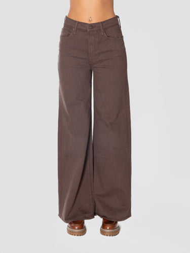 MOTHER-Jeans Gamba Larga e Vita Alta Marrone-TRYME Shop
