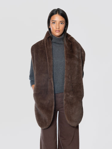 P.A.R.O.S.H.-Stola in Ecopelliccia Marrone-TRYME Shop
