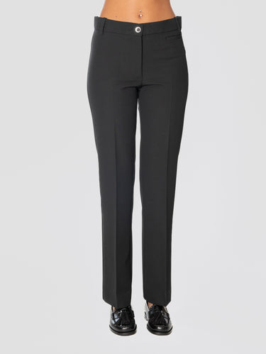 PINKO-Pantaloni Gamba Dritti in Crepe Nero-TRYME Shop